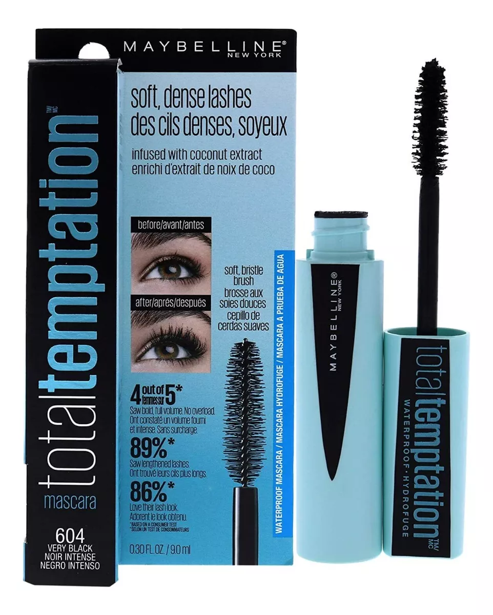 MASCARA PESTAÑA TOTAL TEMPTATI MAYBELLINE 604 NEGRO INTENSO WATERPROOF