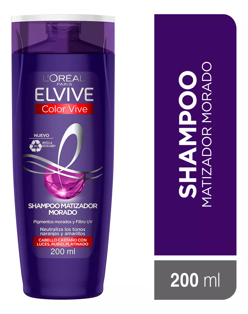 SHAMPOO MATIZADOR MORADO LOREAL CAB CASTAÑO CON LUCES RUB